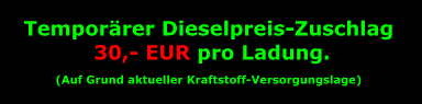 Tempor&auml;rer Dieselpreis-Zuschlag